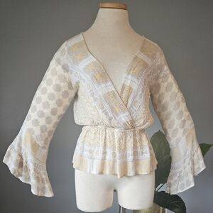 FREE PEOPLE Rosalie  Bohemian 70's Revival Cottagecore Size XS Ethereal Top.